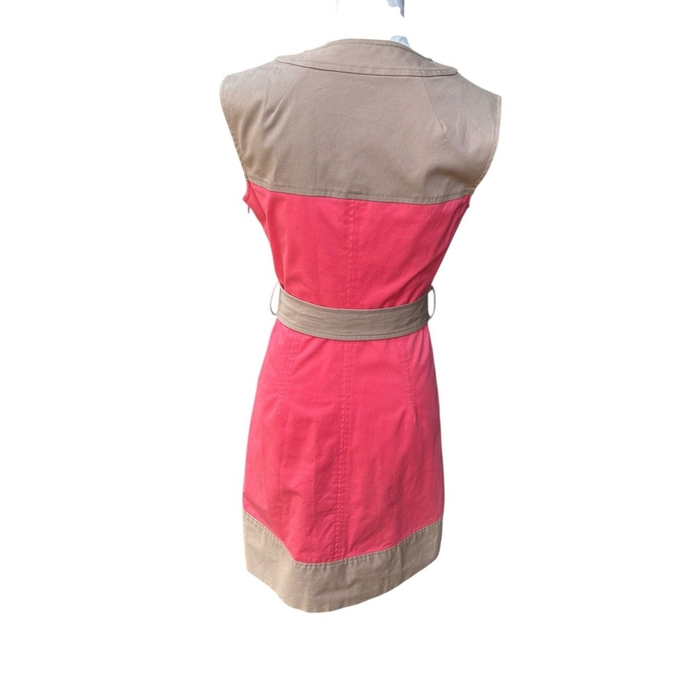 Milly Colorblock Belted Notched‎ Neck Sleeveless Mini Sheath Dress - 4 - Picture 8 of 11